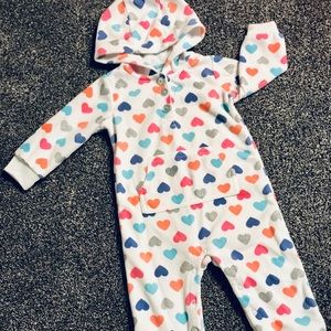 Sparkle hearts sweatshirt material hooded 1 piece